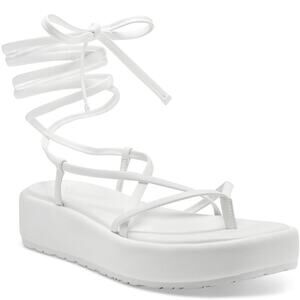 INC INTL Concepts Women Rexile Ankle Wrap Platform Sandals Size US 7.5M White